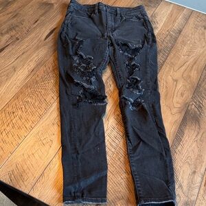 Women’s Black Distressed Jeans